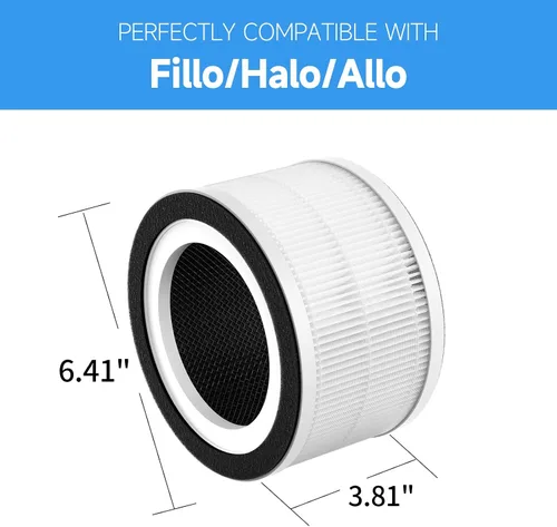 Vista 3 de Paquete de 2 filtros de repuesto Fillo/Halo/Allo compatibles con purificador Fillo/Halo/Allo, filtros de filtración 3 en 1