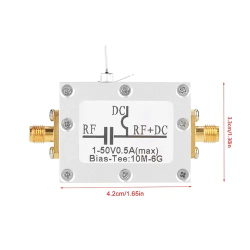 Vista 4 de Módulo de T de sesgo de banda ancha de 2 uds, 10 MHz a 6 GHz, radiofrecuencia de microondas, módulo amplificador coaxial de bajo ruido