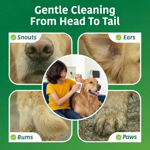 Vista 2 de Inspire Naturals Toallitas para mascotas para perros y gatos 100% naturales a base de plantas con antioxidantes orgánicos, desodorizante de limpieza