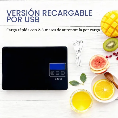 Vista 4 de Báscula de alimentos con recargable por USB, báscula digital de cocina con 6 unidades, alta precisión de capacidad de 11 libras, rango