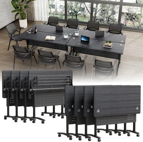 Vista 16 de Folding Conference Table with Wheels, Modular Foldable Conference Room Training Tables for Training Rooms, Flip Top Mobile Rolling Meeting Seminar