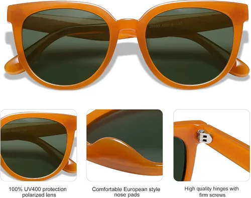 Vista 4 de SOJOS Gafas de sol redondas polarizadas para mujer, estilo moderno, protección UV, lentes de sol SJ2175, Varios