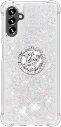 Vista 3 de CCSmall Funda con purpurina para Samsung Galaxy A13 5G (no 4G) con soporte para anillo, Galaxy A04s, funda transparente para Samsung Galaxy A13 0.18