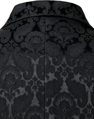 Vista 5 de ZEROYAA Chaleco de brocado jacquard de doble botonadura gótico steampunk para hombre, chaleco sin mangas