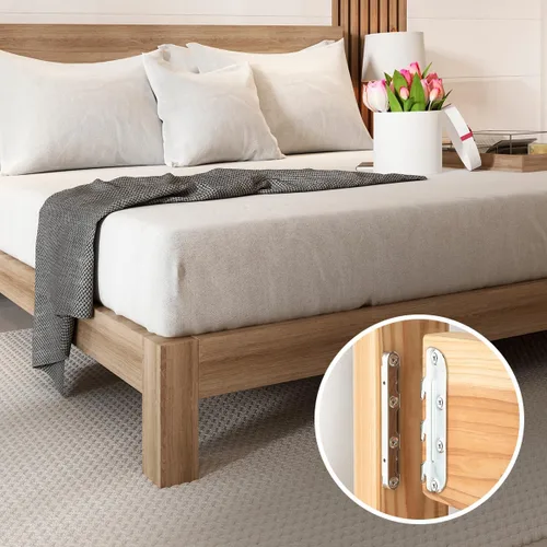 Vista 5 de Soportes para riel de cama montados en superficie POWERTEC 4 piezas, herrajes para armazón de cama con tornillos de montaje para armazón