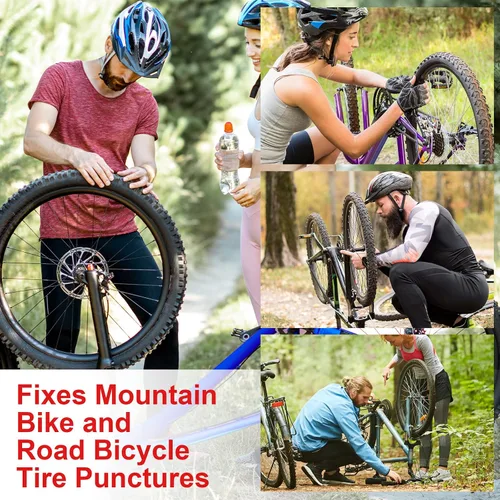 Vista 6 de Kit de reparación de neumáticos de bicicleta sin cámara para neumáticos de bicicleta de montaña y carretera, resma combinada, aspecto de cápsula