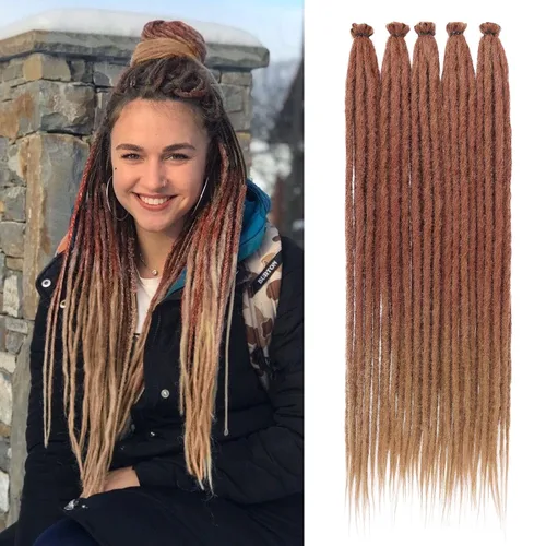 Vista 13 de Leeven Extensiones de Rastas Sintéticas de Doble Punta de 24 Pulgadas 30 Hebras Rastas Boho 613 Rubio 3 Estilos Mixtas Onduladas Rizadas DE Rastas
