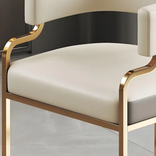 Vista 7 de Sillas de comedor de cocina para interiores, silla lateral tapizada para el hogar, silla con brazo de respaldo bajo, silla de comedor con piel