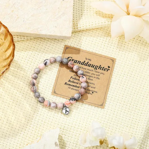 Vista 7 de M MOOHAM Christmas Gifts for DaughterGranddaughterDaughter in lawSisterSister in LawFriend - Pink Natural Stone Bracelet for Girls Birthday Gifts