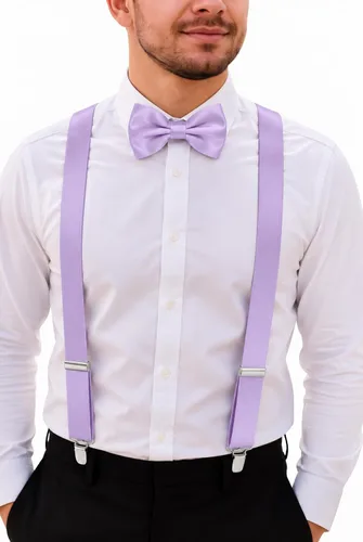 Vista 11 de Juego de tirantes y pajarita para hombre, tirantes ajustables en Y con pajarita a juego para bodas y uso formal Negro