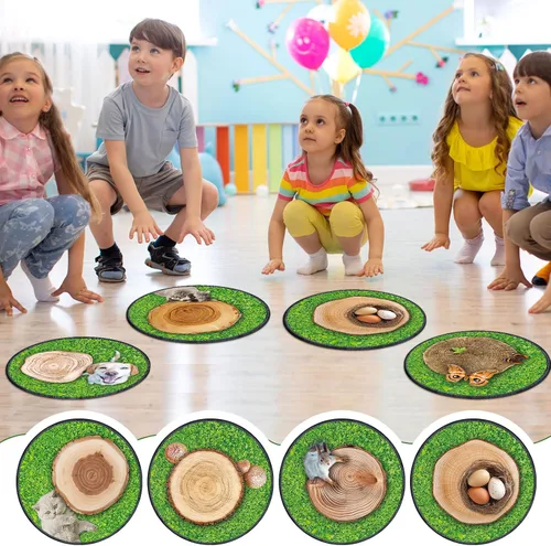 Vista 7 de Nuanchu Alfombra redonda para niños, 12 unidades, para el aula, de 16 pulgadas, cojines de suelo para niños, alfombra educativa suave antideslizante