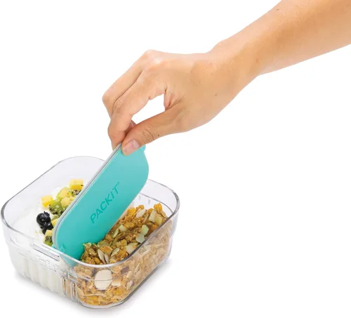 Vista 5 de PackIt Mod Snack Bento Recipiente de almacenamiento de alimentos, verde menta (paquete de 2)
