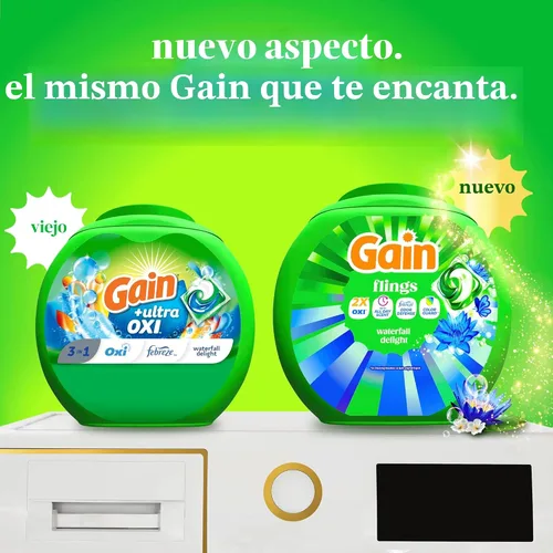 Vista 12 de Gain flings Ultra Oxi Cápsulas de Detergente para Ropa, 60 Unidades, Aroma Waterfall Delight, 3 en 1, Compatible con HE
