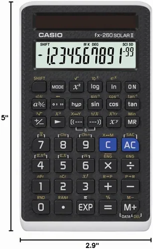 Vista 7 de Casio (FX-260 SOLARII-S-IH) - calculadora científica negra, 3 pulgadas de ancho נ5 pulgadas de alto, 2.25 Funciones de fracción y trig, alimentado