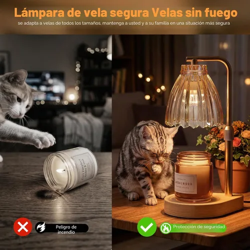 Vista 5 de Regalos de Navidad para mujeres Lámpara calefactora de velas con altura ajustable, temporizador y regulador de intensidad, regalos de cumpleaños