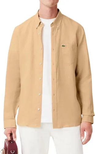 Vista 8 de Lacoste Camisa casual de lino con botones para hombre azul (Rill Light Blue)