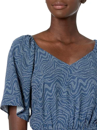 Vista 3 de Goodthreads Camisa Peplum de sarga fluida de manga corta para mujer