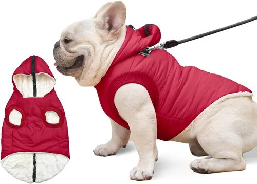 Vista 29 de vecomfy - Sudadera con capucha para perro, forro polar y algodón, extra cálida, para invierno, chaqueta para perro pequeño, abrigos con capucha
