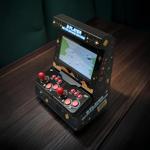 Vista 5 de Mini arcade machine with 300 retro games - Wireless mini arcade machine for 2 players - Handheld retro game console with TV connection and 4.3