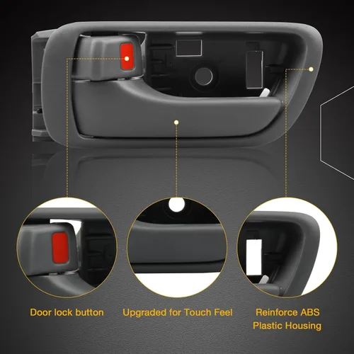 Vista 2 de Gledewen Manija de puerta interior delantera trasera izquierda lado del conductor con botón de bloqueo de puerta, manija interior gris, compatible