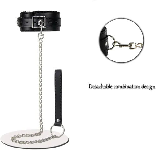 Vista 4 de Collar gargantilla de cuero con campana ajustable para mujer