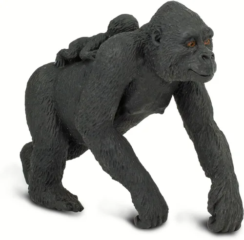 Vista 2 de Safari Ltd. Figura de gorila de las tierras bajas con bebé, figura realista de vida silvestre de 4.1 pulgadas, juguete educativo para niños, niñas