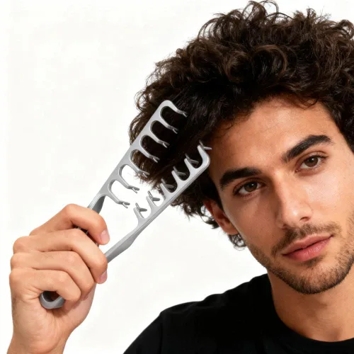 Vista 4 de 2 paquetes de peine con textura, herramienta de peinado voluminizador de dientes anchos y finos, cepillo de pelo esponjoso antiencrespamiento