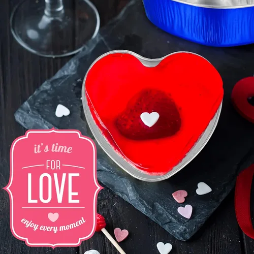 Vista 7 de Honeydak 50 juegos de moldes para tartas en forma de corazón de San Valentín con tapas, de papel de aluminio, 3.4 onzas, mini tazas desechables