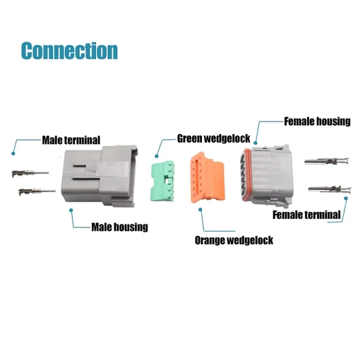 Vista 3 de Juego de conectores impermeables de 12 vías de la serie DT para DT04-12P DT06-12S Conector de cable eléctrico continuo de 13 amperios 14-18 AWG