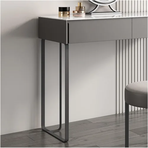 Vista 6 de HIHELO Dressing Tables Wood Slate Dressing Table Bedroom Simple Gray Makeup Table Side Cabinet Makeup Stool Mirror Telescopic Side Cabinet Wooden