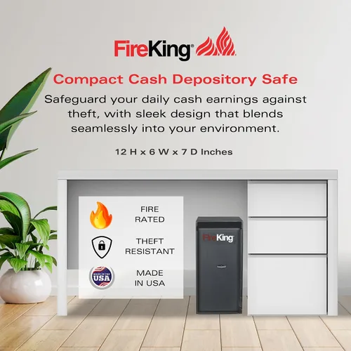 Vista 2 de FireKing Mini caja fuerte con cerradura de nariz única, caja de seguridad para el hogar, resistente al fuego, compacta segura para objetos de valor