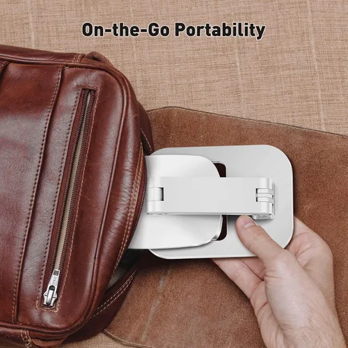 Vista 2 de Soporte de teléfono celular para escritorio, plegable y ajustable, soporte de teléfono de aluminio - Funda de viaje portátil compatible con funda