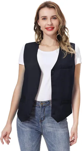 Vista 3 de TOPTIE Chaleco unisex con botones para uniforme de trabajo