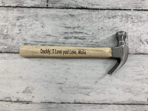 Vista 4 de Martillo grabado personalizado del día del padre, regalo de encargo de la manija de madera para papá