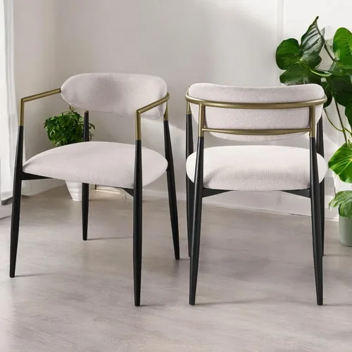 Vista 12 de Acme Jaramillo Barrel - Silla lateral en color beige y negro (juego de 2)