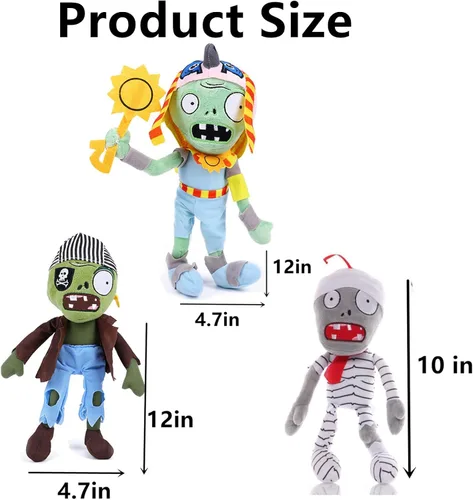 Vista 3 de JHESAO 3 piezas de peluches de PVZ plantas y zombis juguetes de peluche normal zombie PVZ 1 2 peluche suave muñeca momia zombi nuevo