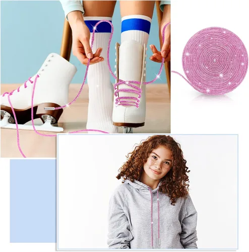 Vista 5 de MTLEE Rhinestone Shoe Laces Bling Shoe Laces Rhinestone Diamond Hoodie String Glitter Cords for Sneakers with Aglets
