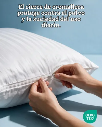 Vista 5 de Beckham Hotel Collection Protectores de Almohada Tamaño Queen Blancos con Cremallera Juego de 2, Fundas Protectoras de Almohada de Algodón Suave