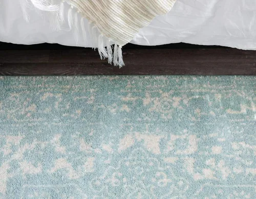 Vista 6 de Unique Loom Richmond Collection - Alfombra de área con medallón (2 pies x 6 pies 1 pulgada, color aguamarina/marfil)