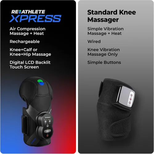 Vista 5 de REATHLETE Masajeador de rodilla Xpress para aliviar el dolor Masajeador de piernas con calor y compresión