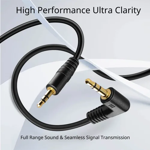 Vista 2 de TNP Cable de audio macho a macho auxiliar de 0.138 in (3 pies) – Cable auxiliar de ángulo recto de 90 grados – Cable de conector de auriculares TRS