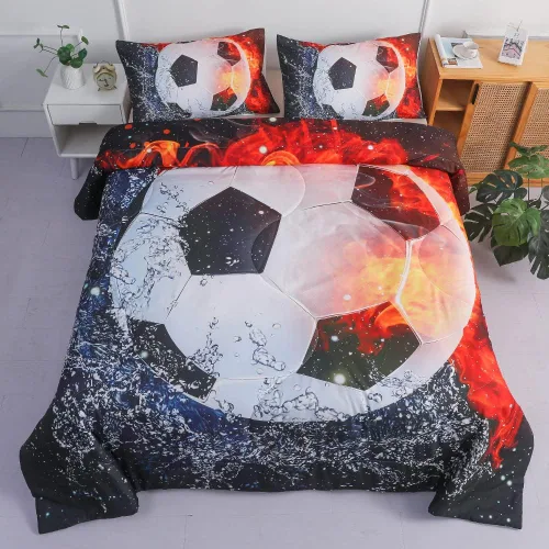 Vista 9 de Juegos de Edredón de Béisbol Deportivo Tamaño Queen Full - Juego de Cama de 3 Piezas Ice Flame Galaxy Béisbol para Niños Colcha Cubrecama