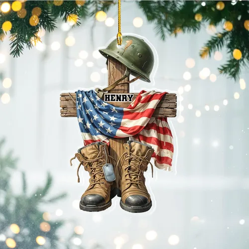 Vista 21 de Adornos de Navidad del ejército estadounidense, adorno de veterano para hombres y mujeres, adornos patrióticos para decoración de árbol de Navidad
