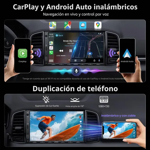Vista 3 de ATOTO A5L - Estéreo de coche doble DIN Android de 7 pulgadas, CarPlay inalámbrico y Android Auto, conexión Wi-Fi/Bluetooth/USB, radio de coche