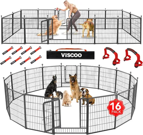 Vista 8 de VISCOO - Corralito para perros al aire libre, 8 paneles de 40 pulgadas de metal de alta resistencia Pet Fence for Large/Medium/Small Dogs, with