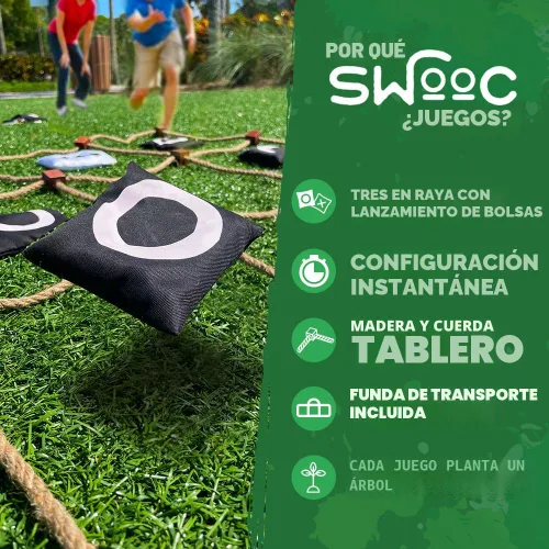 Vista 3 de Swooc Games® - Juego gigante de Tic Tac Toe para exteriores (todo tipo de clima) 3 pies x 3 pies Configuración instantánea, sin montaje