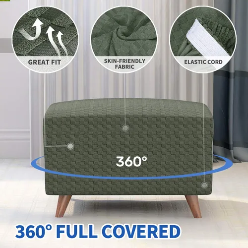 Vista 3 de MAXIJIN Fundas para otomano de jacquard, fundas protectoras para taburete plegable, protector de muebles, funda suave y gruesa rectangular