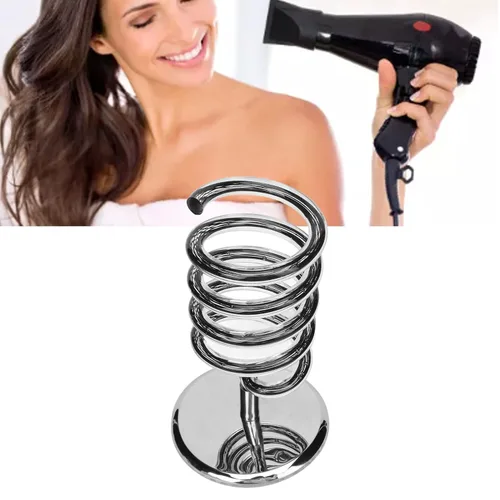 Vista 2 de Soporte para secador de pelo de baño, soporte para secador de pelo, estación de peluquería en espiral para baño, secador de pelo, plancha plana