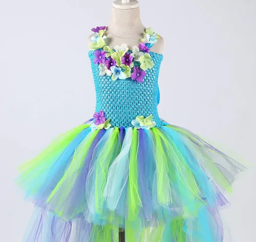 Vista 6 de Tutu Dreams Vestido de princesa de hada de tren largo para niñas de 1 a 8 años con alas para fiesta de cumpleaños