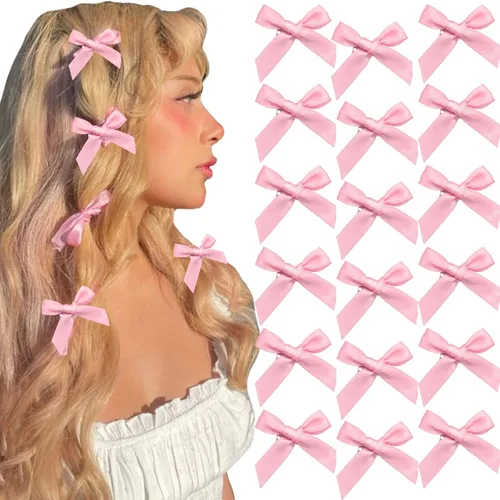 Vista 17 de 20 piezas de lazos negros para el cabello con cinta, clips tipo cocodrilo para el cabello, pasadores para el cabello para adolescentes, pinzas